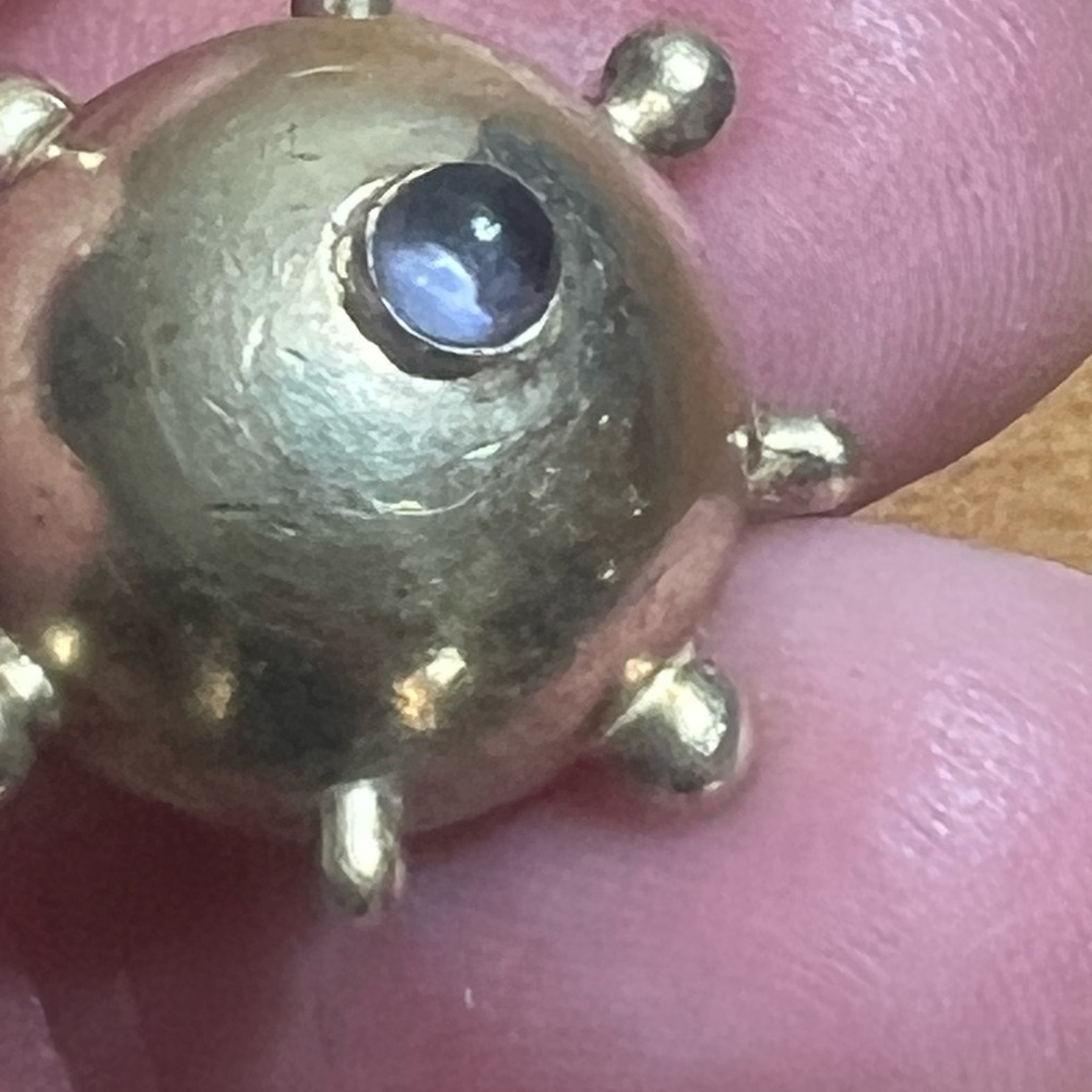 Vintage 1960s Gold-Plated Sterling Silver Sputnik Iolite Pendant HEAVY! 19.8 g - Picture 11 of 15